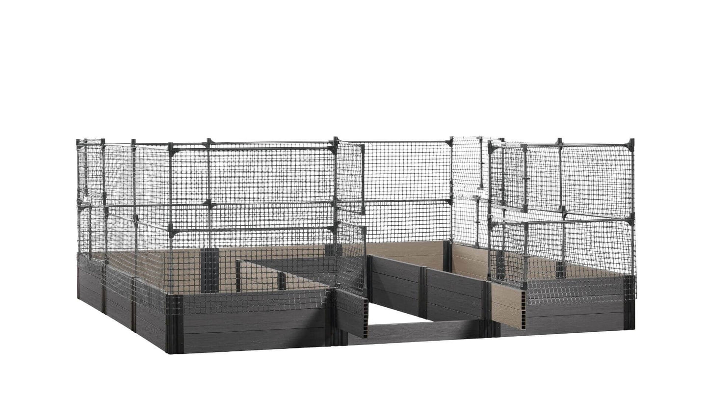 Walk-in Jumbo-U 12' x 12' Animal Barrier Raised Garden Bed - GardenBLOX Capped Raised Garden Beds Frame It All Ironwood 16.5" 4'