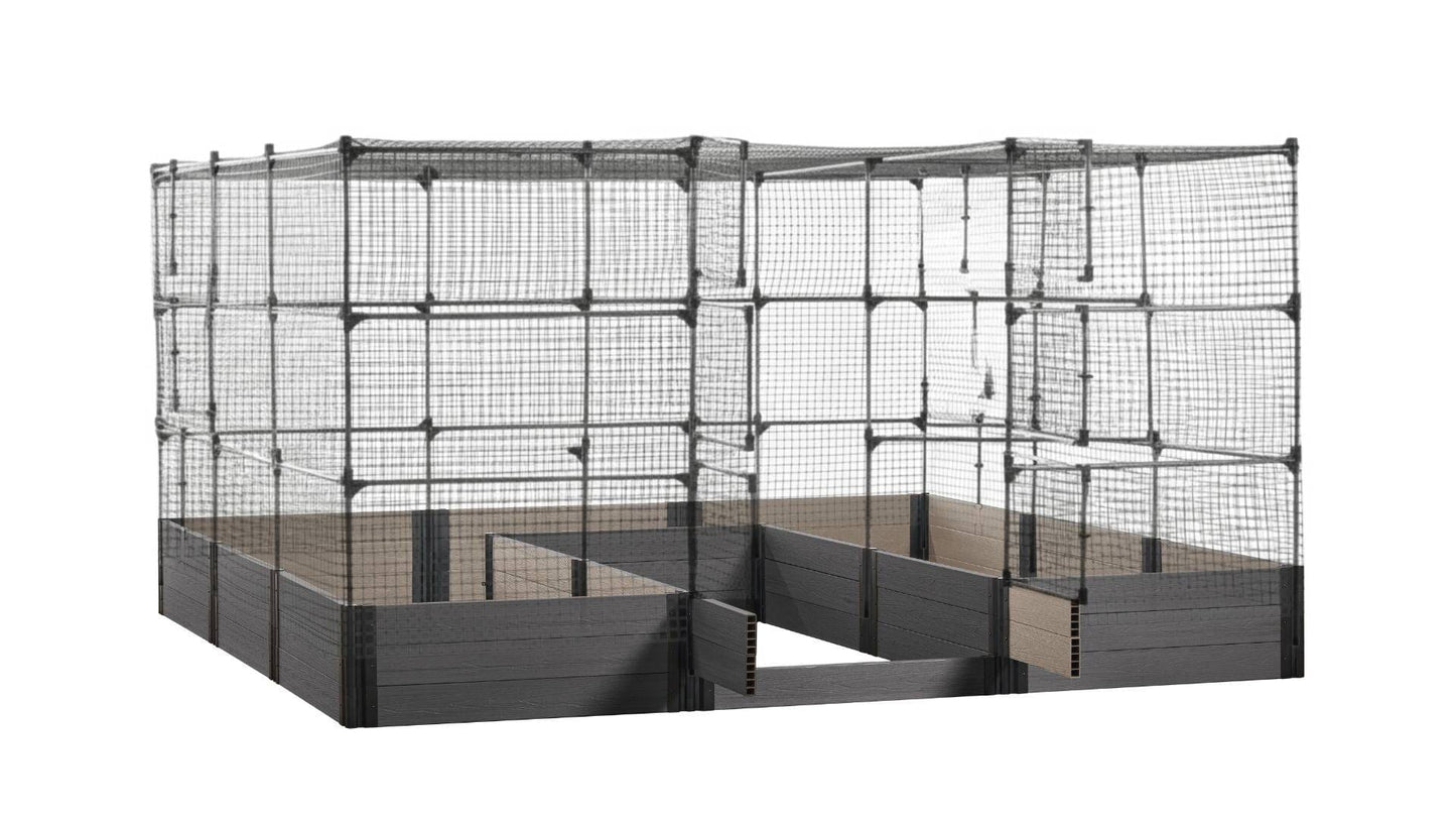 Walk-in Jumbo-U 12' x 12' Animal Barrier Raised Garden Bed - GardenBLOX Capped Raised Garden Beds Frame It All Ironwood 16.5" 6' + Netting Roof