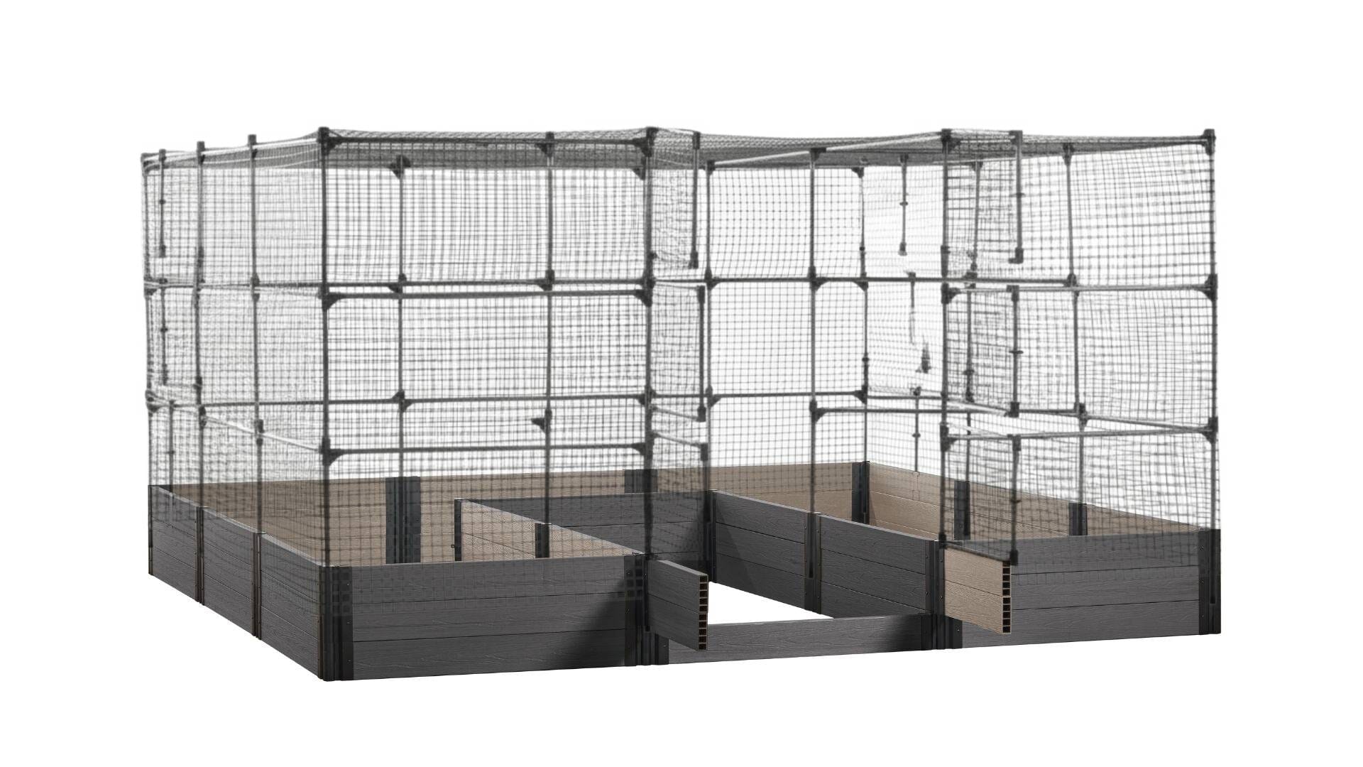 Walk-in Jumbo-U 12' x 12' Animal Barrier Raised Garden Bed - GardenBLOX Capped Raised Garden Beds Frame It All Ironwood 16.5" 6' + Netting Roof