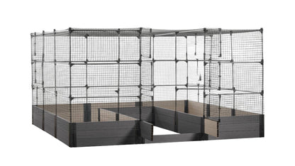 Walk-in Jumbo-U 12' x 12' Animal Barrier Raised Garden Bed - GardenBLOX Capped Raised Garden Beds Frame It All Ironwood 16.5" 6' + Netting Roof