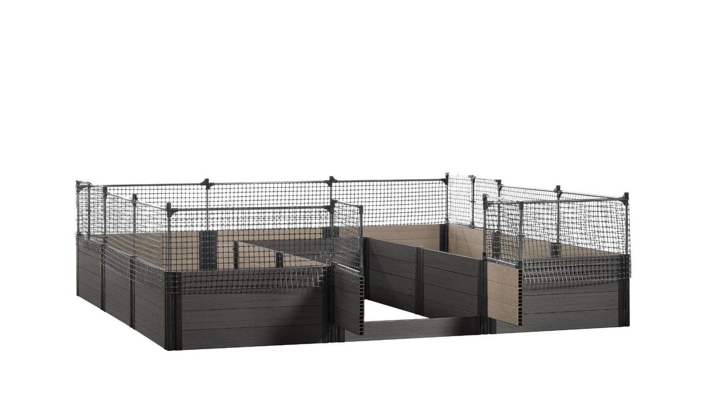 Walk-in Jumbo-U 12' x 12' Animal Barrier Raised Garden Bed - GardenBLOX Capped Raised Garden Beds Frame It All Ironwood 22" 2'