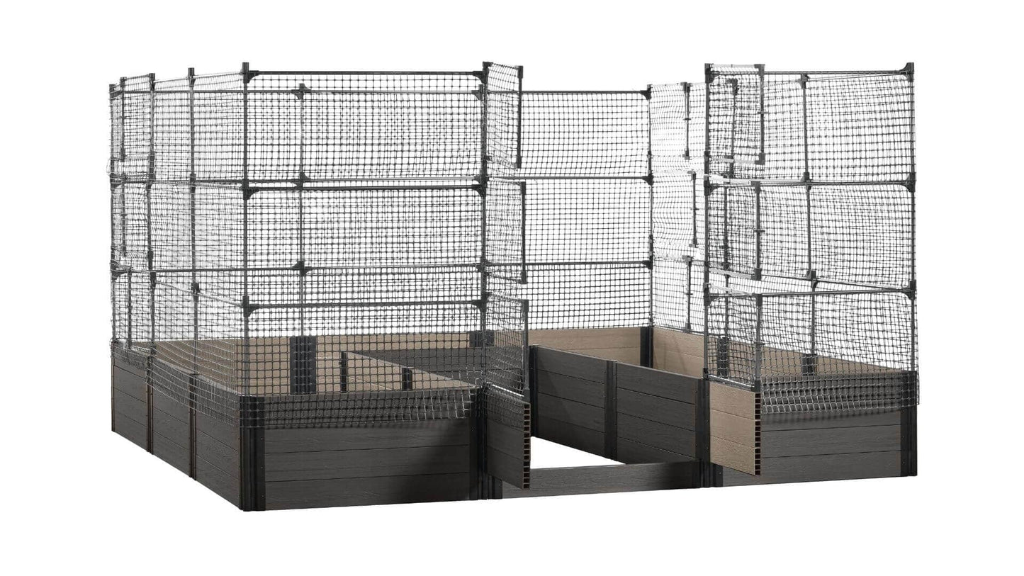 Walk-in Jumbo-U 12' x 12' Animal Barrier Raised Garden Bed - GardenBLOX Capped Raised Garden Beds Frame It All Ironwood 22" 6'
