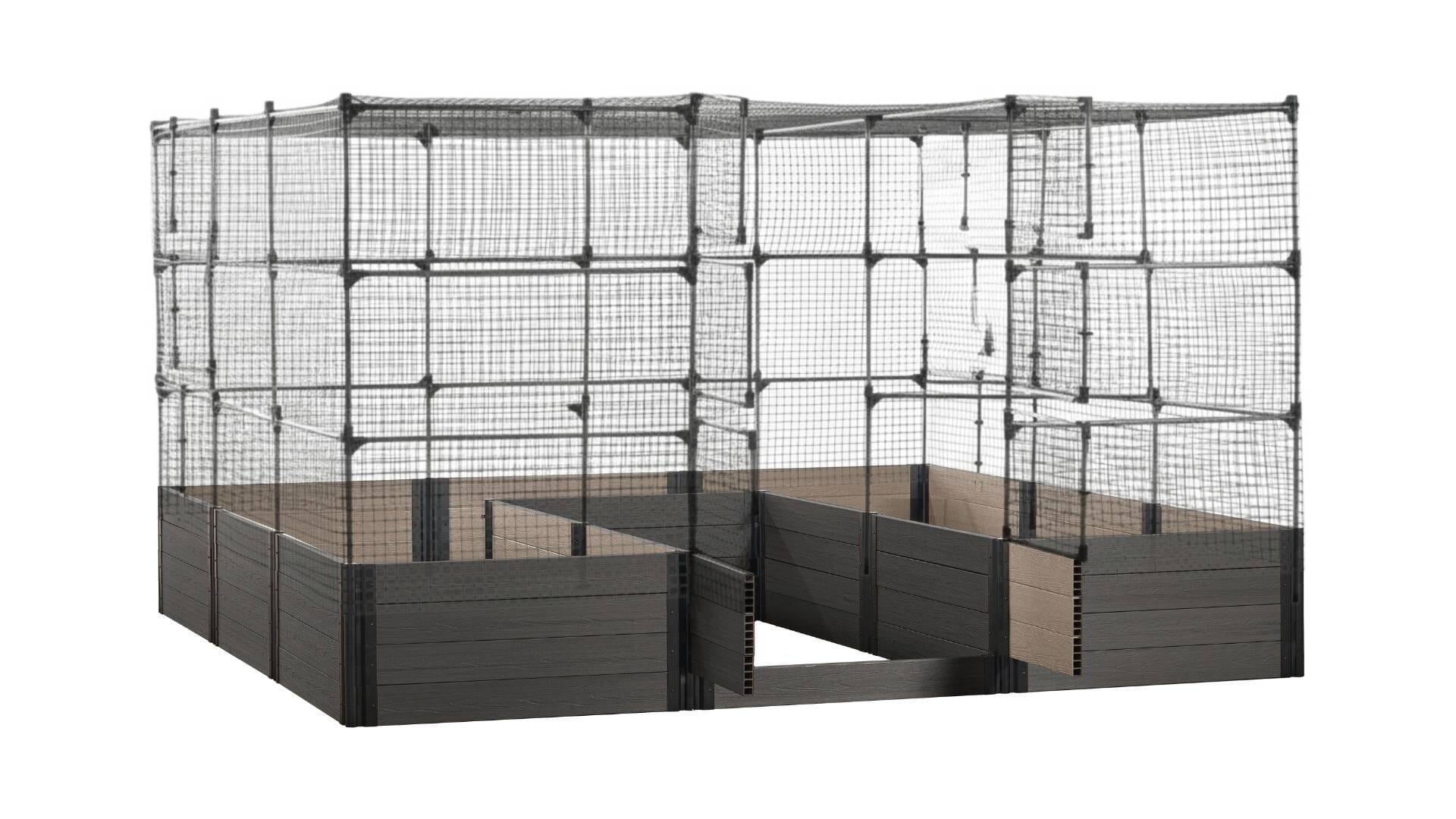 Walk-in Jumbo-U 12' x 12' Animal Barrier Raised Garden Bed - GardenBLOX Capped Raised Garden Beds Frame It All Ironwood 22" 6' + Netting Roof