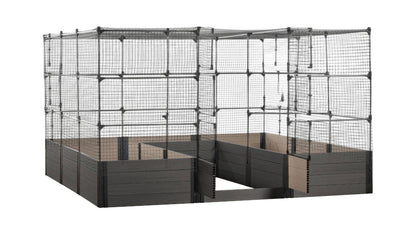Walk-in Jumbo-U 12' x 12' Animal Barrier Raised Garden Bed - GardenBLOX Capped Raised Garden Beds Frame It All Ironwood 22" 6' + Netting Roof