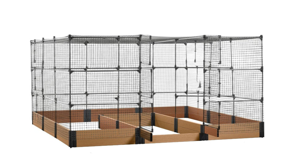 Walk-in Jumbo-U 12' x 12' Animal Barrier Raised Garden Bed - GardenBLOX Capped Raised Garden Beds Frame It All Red Cedar 11" 6' + Netting Roof