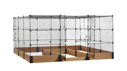 Walk-in Jumbo-U 12' x 12' Animal Barrier Raised Garden Bed - GardenBLOX Capped Raised Garden Beds Frame It All Red Cedar 11" 6' + Netting Roof