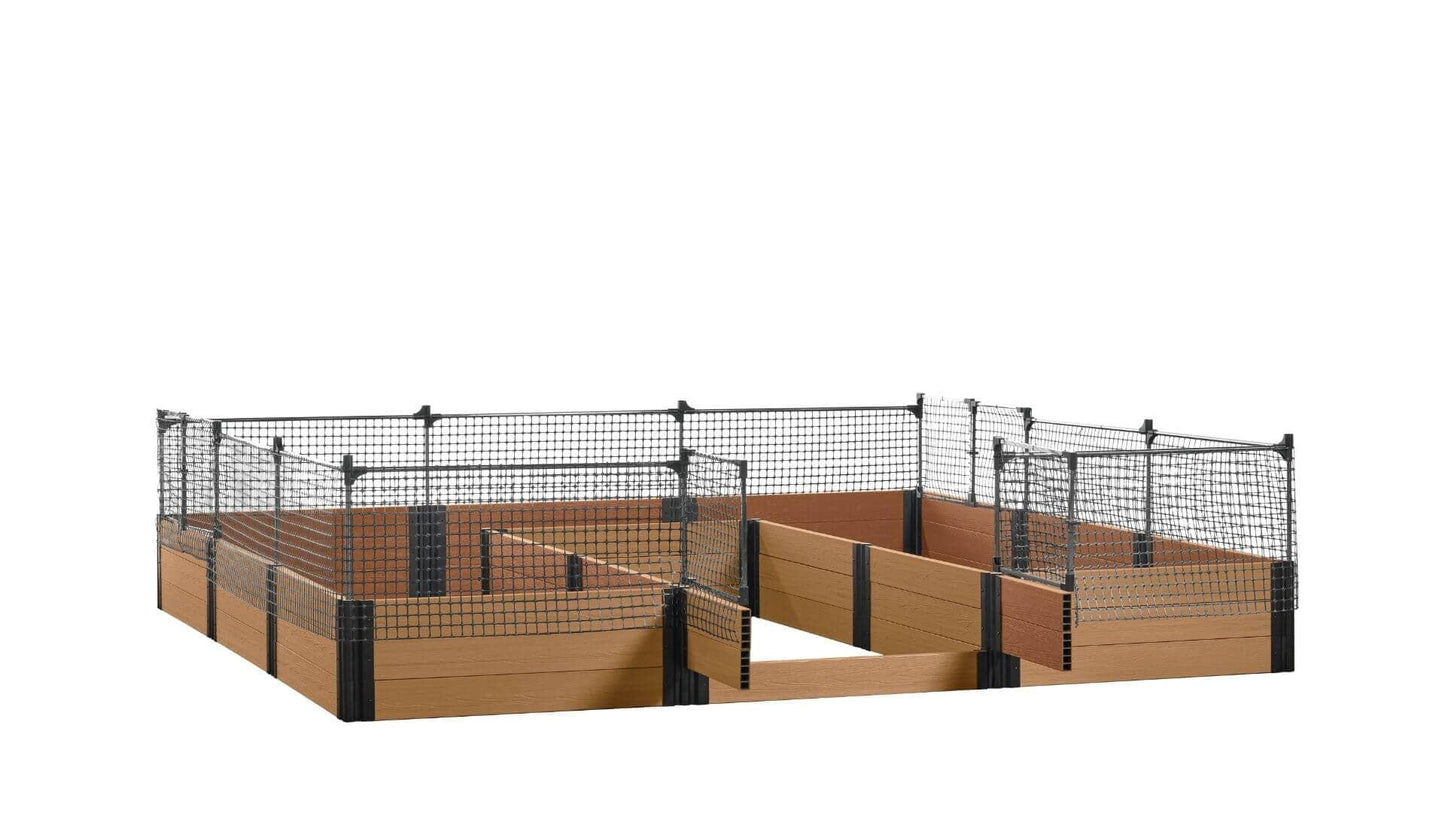 Walk-in Jumbo-U 12' x 12' Animal Barrier Raised Garden Bed - GardenBLOX Capped Raised Garden Beds Frame It All Red Cedar 16.5" 2'