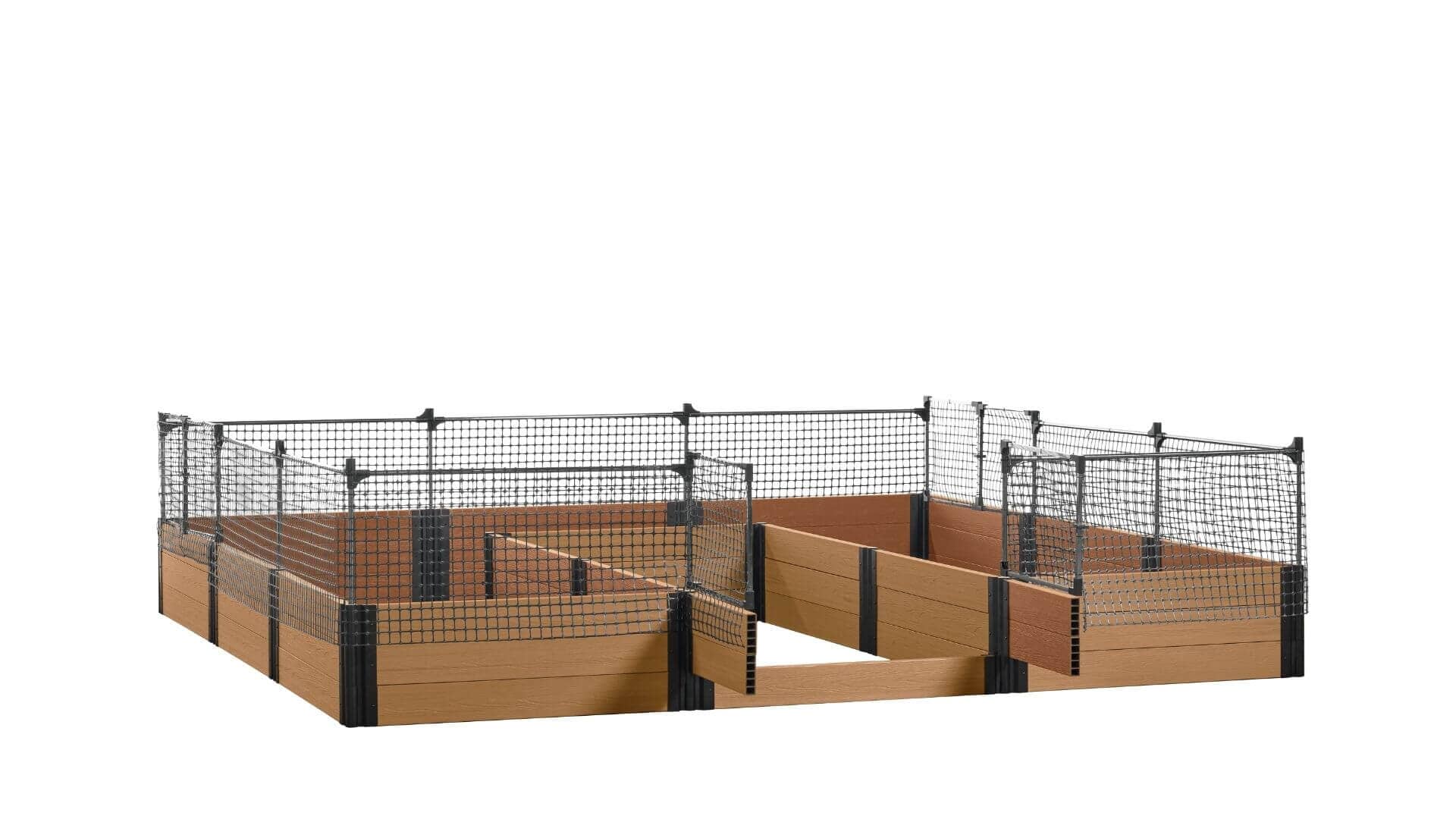 Walk-in Jumbo-U 12' x 12' Animal Barrier Raised Garden Bed - GardenBLOX Capped Raised Garden Beds Frame It All Red Cedar 16.5" 2'