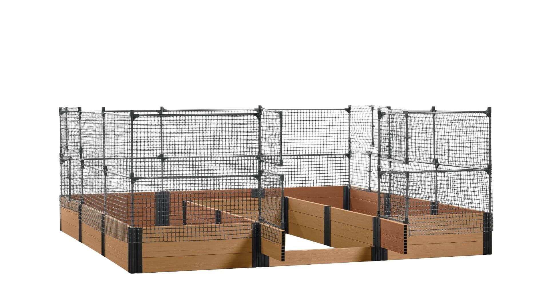 Walk-in Jumbo-U 12' x 12' Animal Barrier Raised Garden Bed - GardenBLOX Capped Raised Garden Beds Frame It All Red Cedar 16.5" 4'