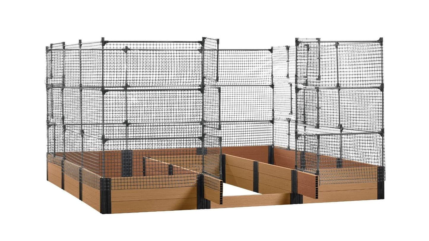 Walk-in Jumbo-U 12' x 12' Animal Barrier Raised Garden Bed - GardenBLOX Capped Raised Garden Beds Frame It All Red Cedar 16.5" 6'