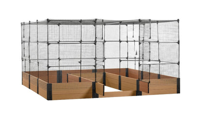 Walk-in Jumbo-U 12' x 12' Animal Barrier Raised Garden Bed - GardenBLOX Capped Raised Garden Beds Frame It All Red Cedar 16.5" 6' + Netting Roof
