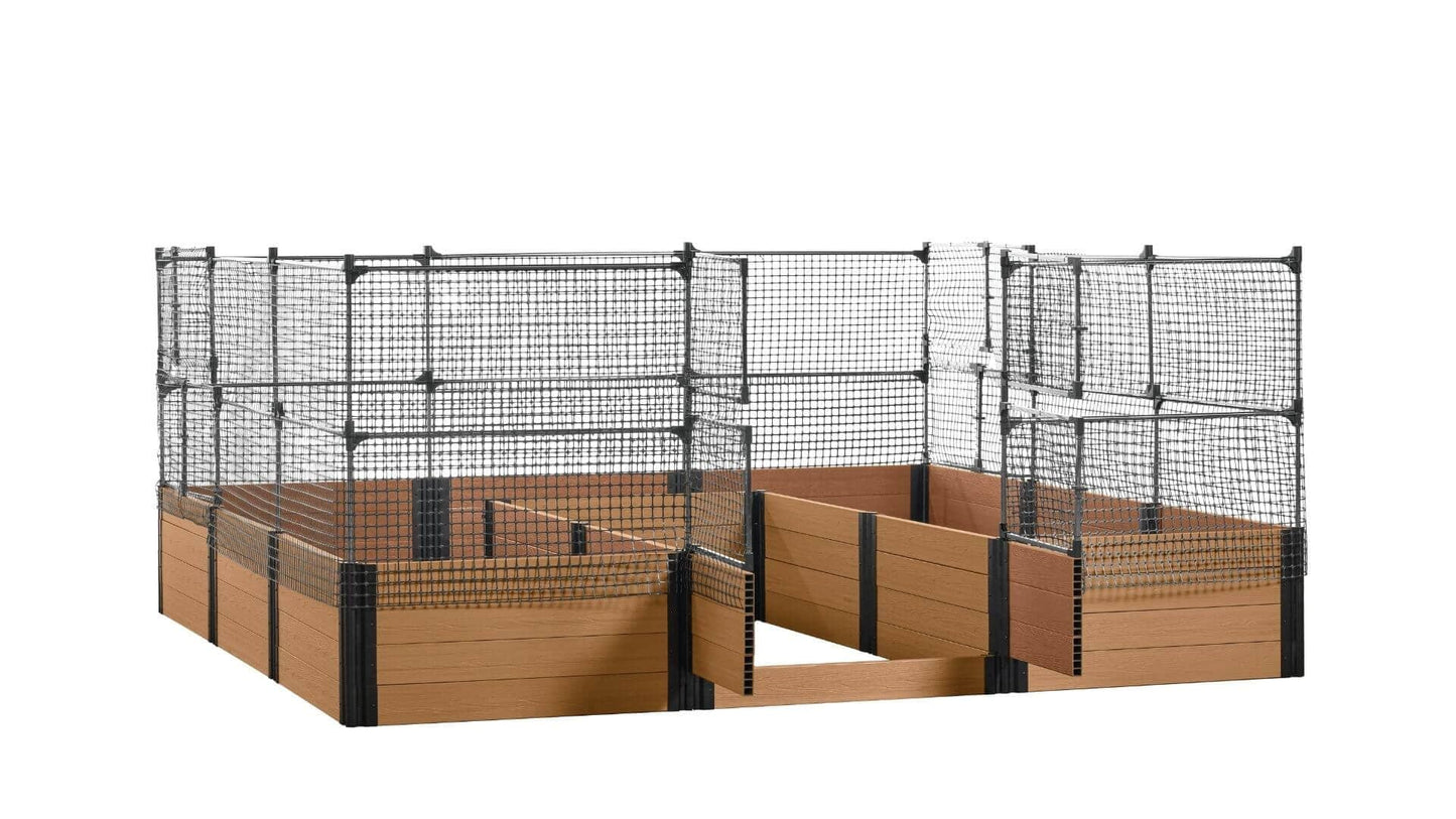 Walk-in Jumbo-U 12' x 12' Animal Barrier Raised Garden Bed - GardenBLOX Capped Raised Garden Beds Frame It All Red Cedar 22" 4'