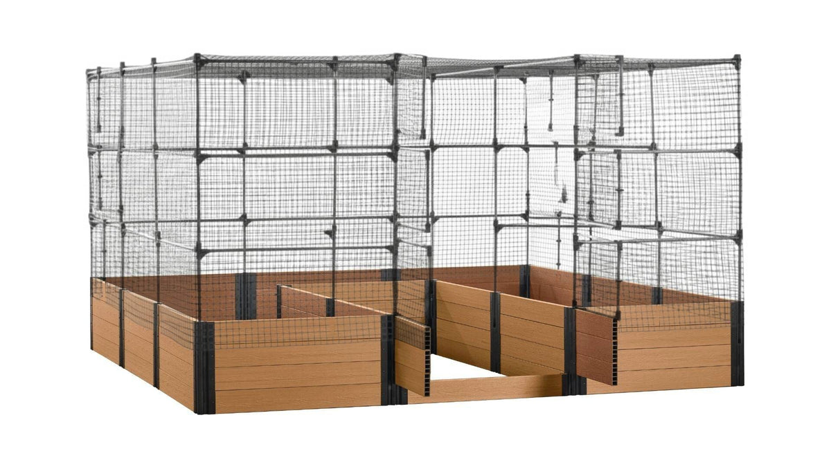 Walk-in Jumbo-U 12' x 12' Animal Barrier Raised Garden Bed - GardenBLOX Capped Raised Garden Beds Frame It All Red Cedar 22" 6' + Netting Roof