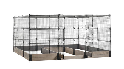 Walk-in Jumbo-U 12' x 12' Animal Barrier Raised Garden Bed - GardenBLOX Capped Raised Garden Beds Frame It All River Birch 11" 6' + Netting Roof