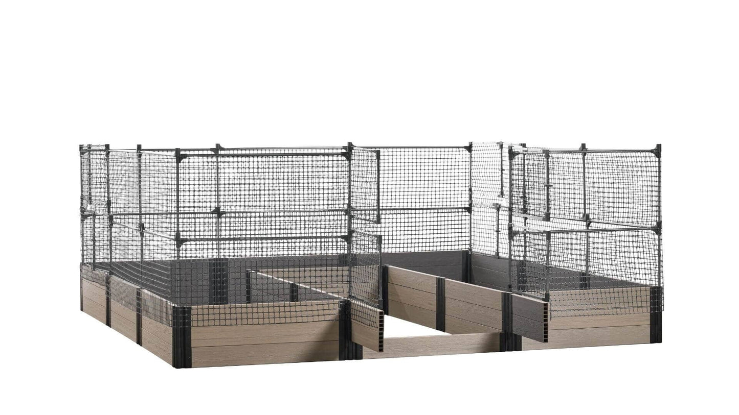 Walk-in Jumbo-U 12' x 12' Animal Barrier Raised Garden Bed - GardenBLOX Capped Raised Garden Beds Frame It All River Birch 16.5" 4'