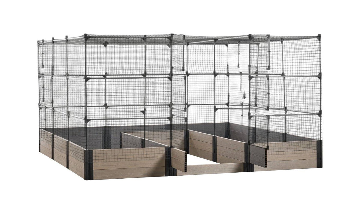 Walk-in Jumbo-U 12' x 12' Animal Barrier Raised Garden Bed - GardenBLOX Capped Raised Garden Beds Frame It All River Birch 16.5" 6' + Netting Roof