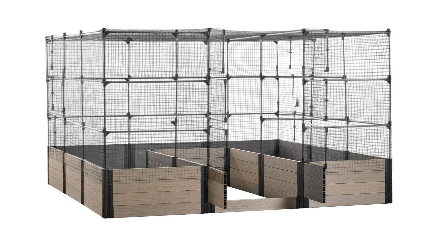 Walk-in Jumbo-U 12' x 12' Animal Barrier Raised Garden Bed - GardenBLOX Capped Raised Garden Beds Frame It All River Birch 22" 6' + Netting Roof