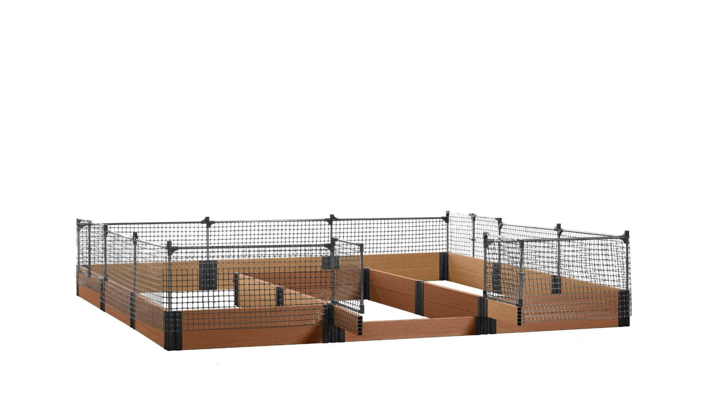 Walk-in Jumbo-U 12' x 12' Animal Barrier Raised Garden Bed - GardenBLOX Capped Raised Garden Beds Frame It All Teak 11" 2'