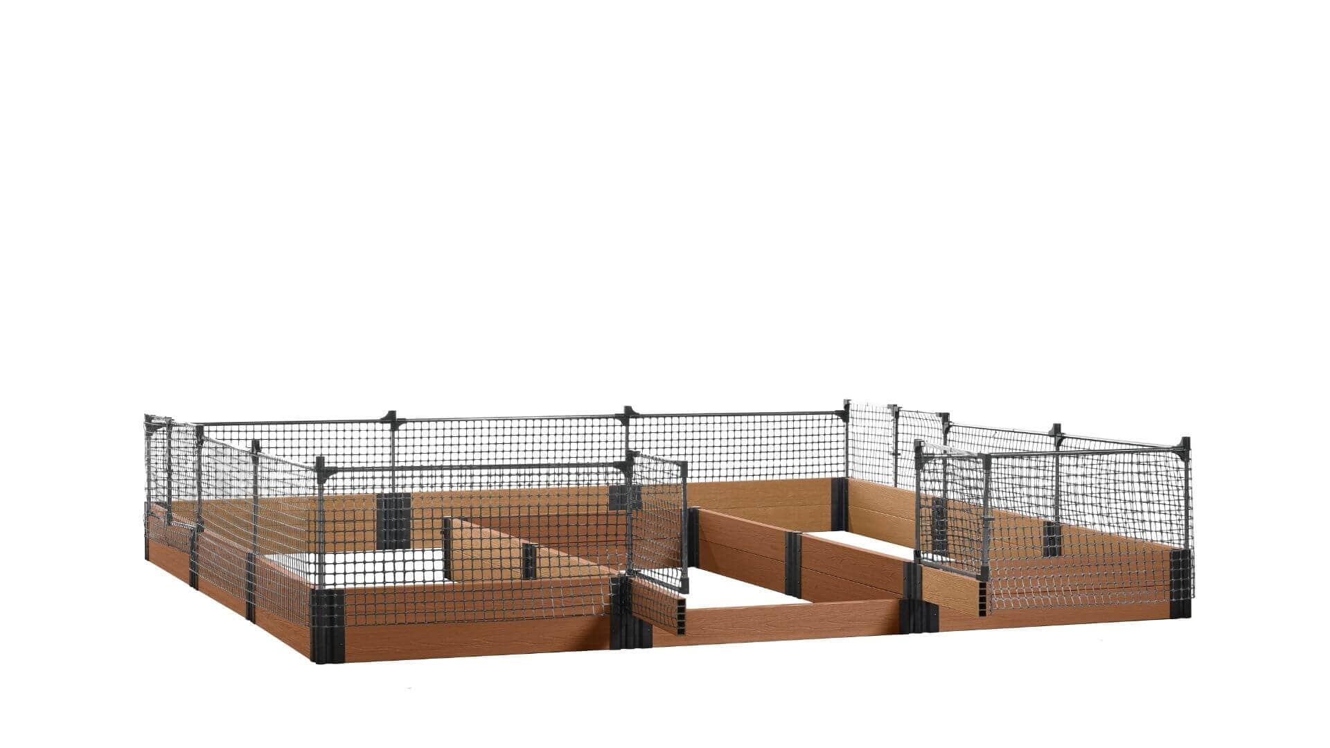 Walk-in Jumbo-U 12' x 12' Animal Barrier Raised Garden Bed - GardenBLOX Capped Raised Garden Beds Frame It All Teak 11" 2'