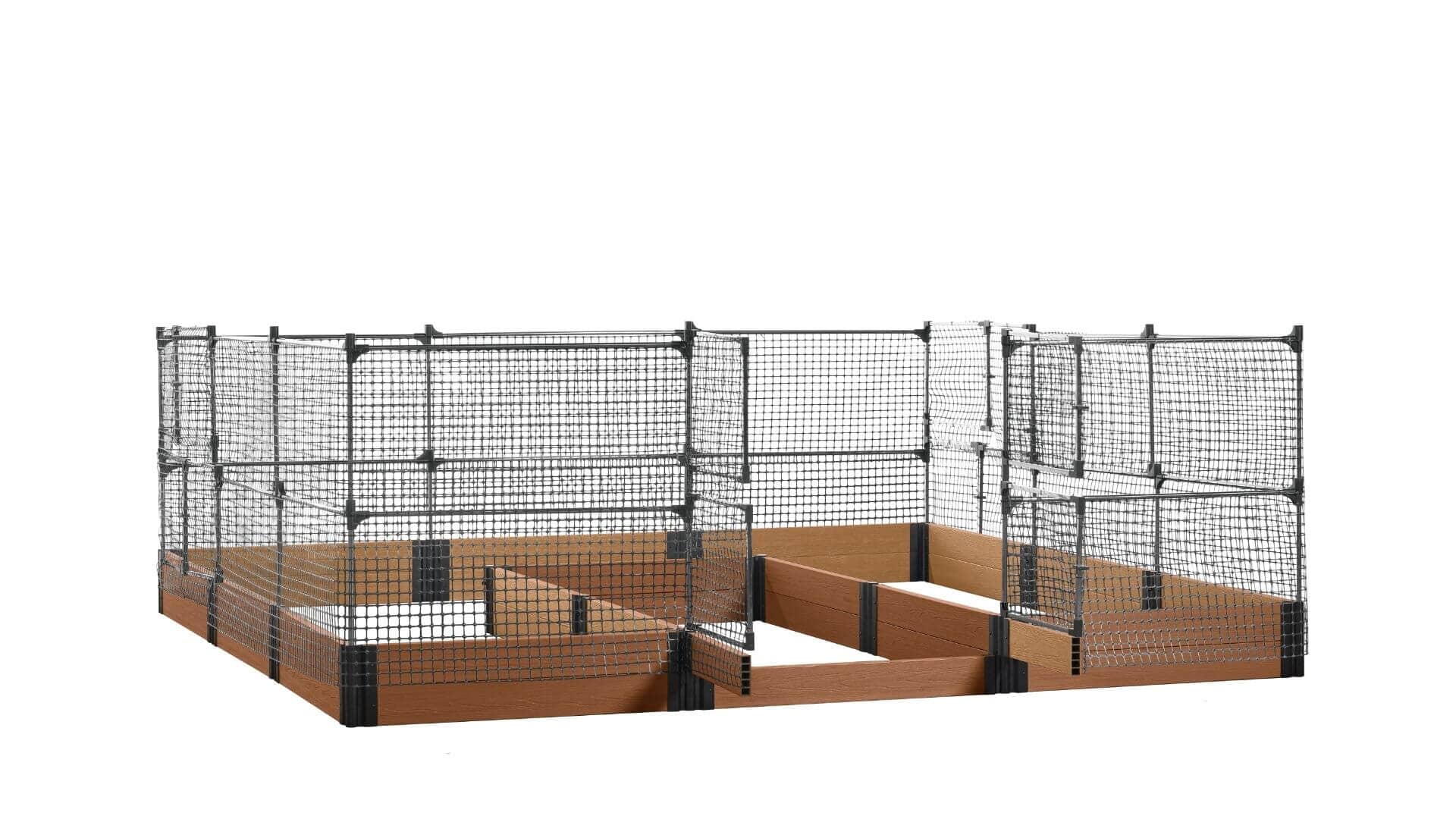 Walk-in Jumbo-U 12' x 12' Animal Barrier Raised Garden Bed - GardenBLOX Capped Raised Garden Beds Frame It All Teak 11" 4'