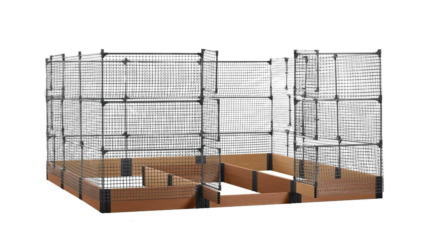 Walk-in Jumbo-U 12' x 12' Animal Barrier Raised Garden Bed - GardenBLOX Capped Raised Garden Beds Frame It All Teak 11" 6'