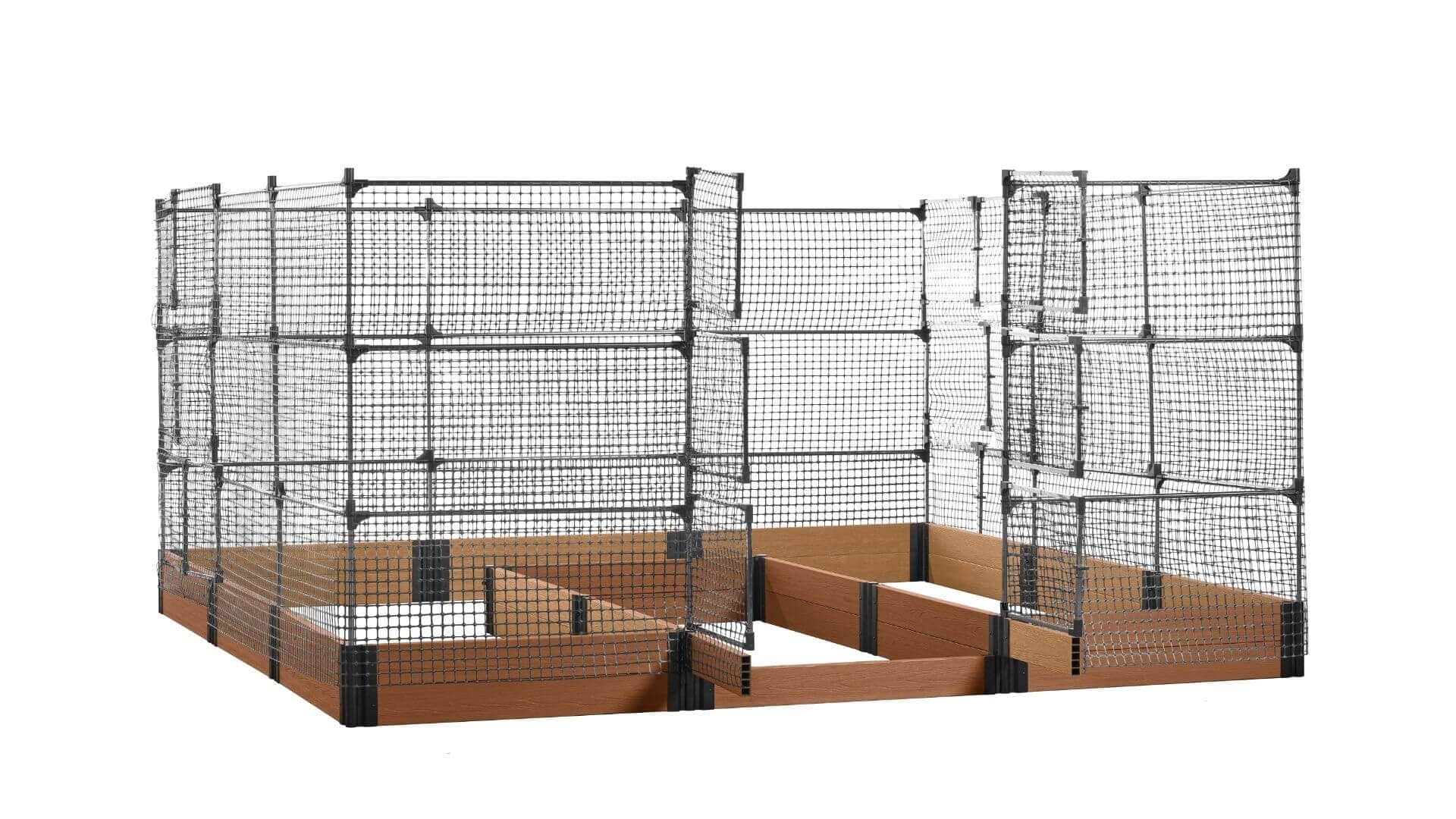 Walk-in Jumbo-U 12' x 12' Animal Barrier Raised Garden Bed - GardenBLOX Capped Raised Garden Beds Frame It All Teak 11" 6'