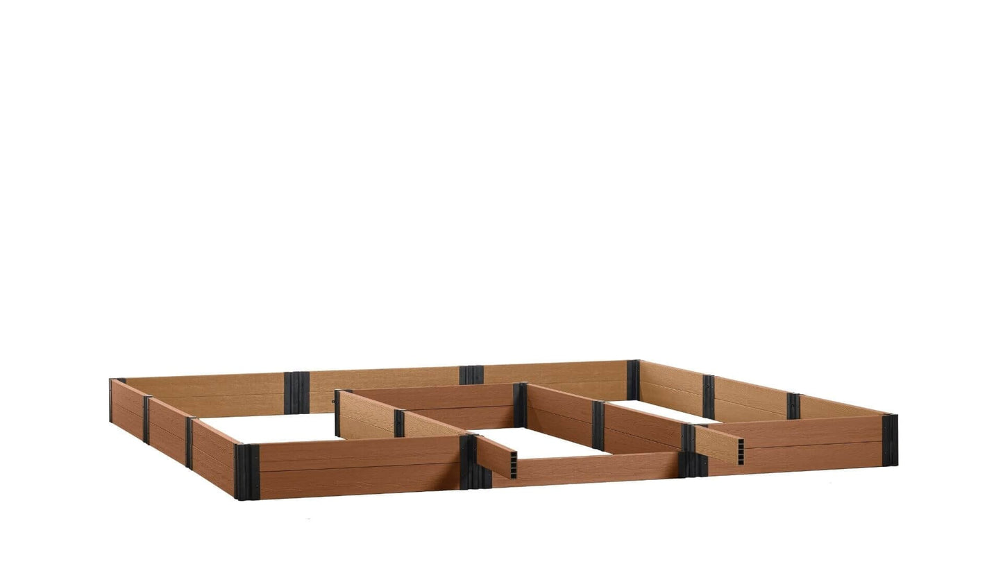 Walk-in Jumbo-U 12' x 12' Animal Barrier Raised Garden Bed - GardenBLOX Capped Raised Garden Beds Frame It All Teak 11" None