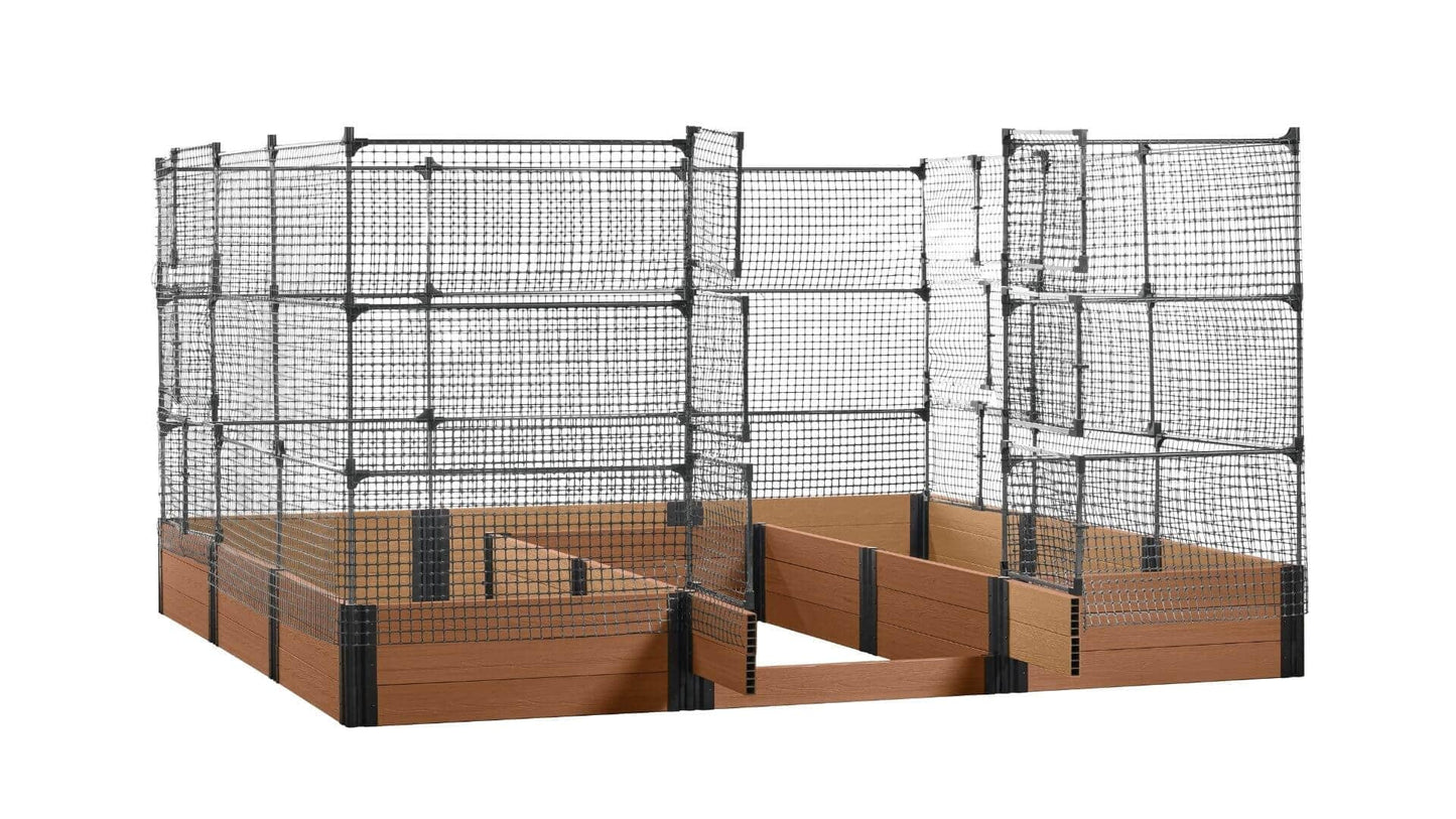 Walk-in Jumbo-U 12' x 12' Animal Barrier Raised Garden Bed - GardenBLOX Capped Raised Garden Beds Frame It All Teak 16.5" 6'