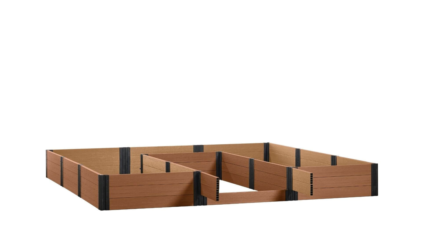 Walk-in Jumbo-U 12' x 12' Animal Barrier Raised Garden Bed - GardenBLOX Capped Raised Garden Beds Frame It All Teak 16.5" None