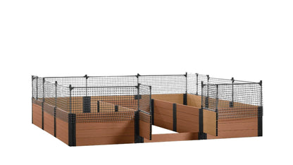 Walk-in Jumbo-U 12' x 12' Animal Barrier Raised Garden Bed - GardenBLOX Capped Raised Garden Beds Frame It All Teak 22" 2'