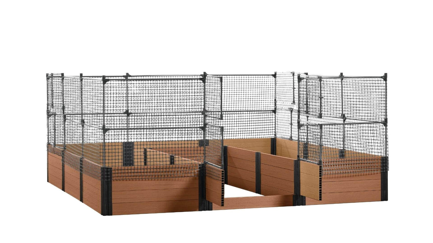 Walk-in Jumbo-U 12' x 12' Animal Barrier Raised Garden Bed - GardenBLOX Capped Raised Garden Beds Frame It All Teak 22" 4'