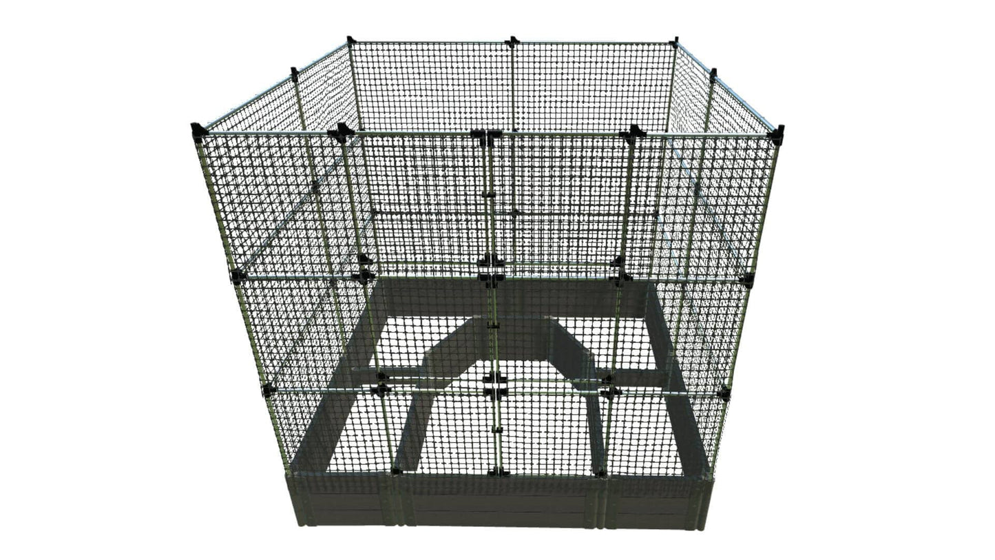 Walk-In Topolski 8' x 8' Animal Barrier Raised Garden Bed - 2" Profile - GardenBLOX Classic Raised Garden Beds Frame It All Weathered Wood 2 Inch 16.5" 6'