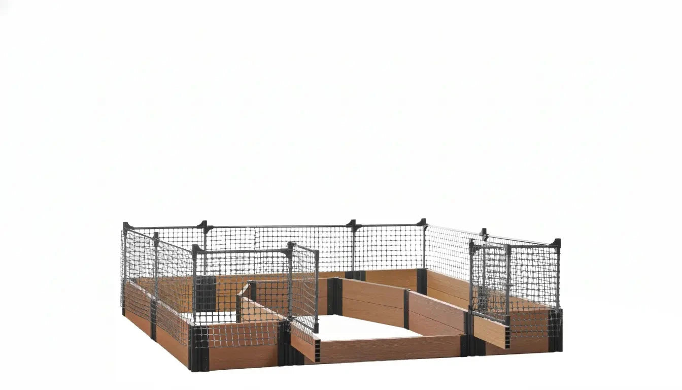 Walk-in Topolski 8' x 8' Animal Barrier Raised Garden Bed - GardenBLOX Capped Raised Garden Beds Frame It All Teak 11" 2'