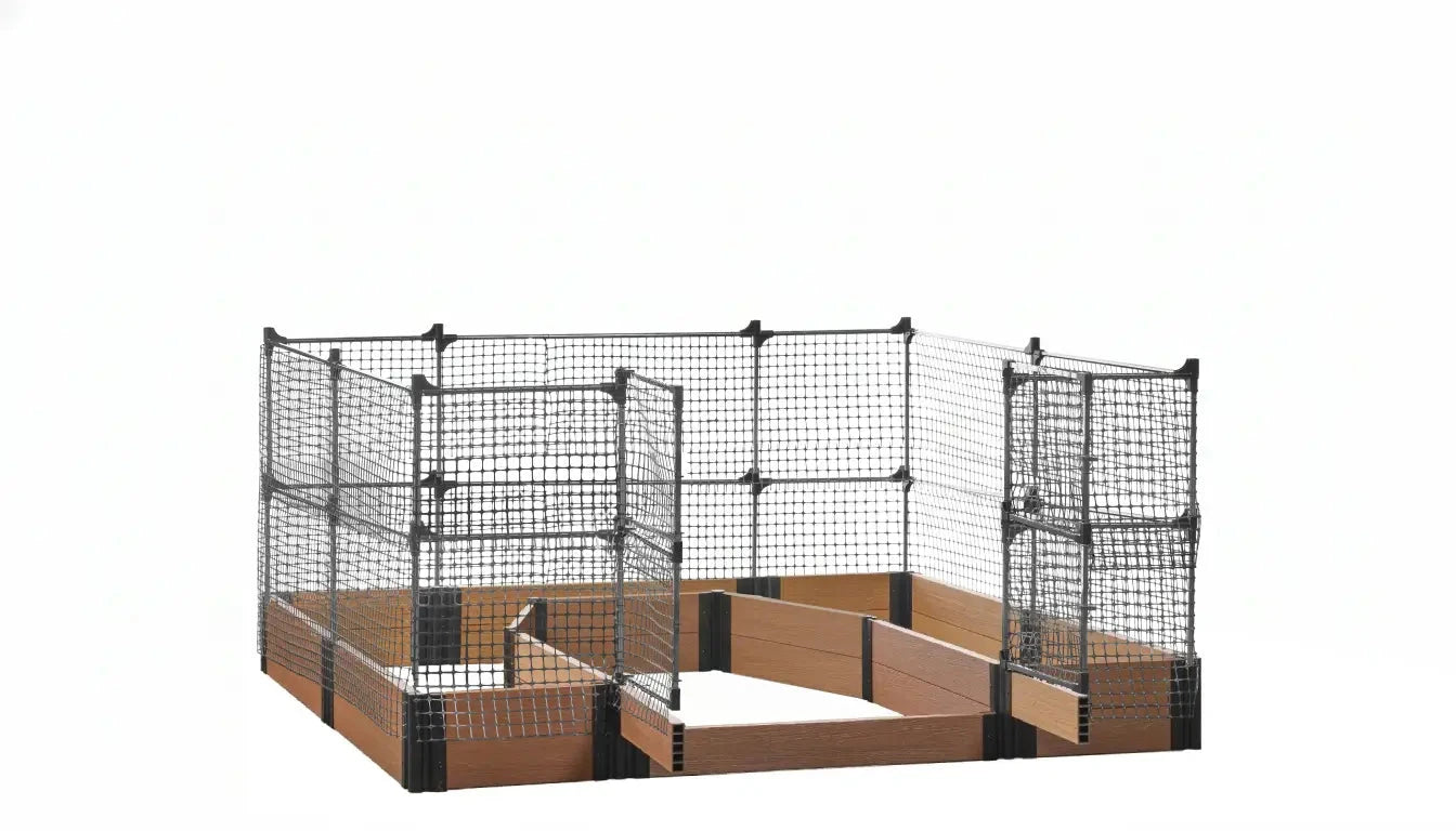 Walk-in Topolski 8' x 8' Animal Barrier Raised Garden Bed - GardenBLOX Capped Raised Garden Beds Frame It All Teak 11" 4'