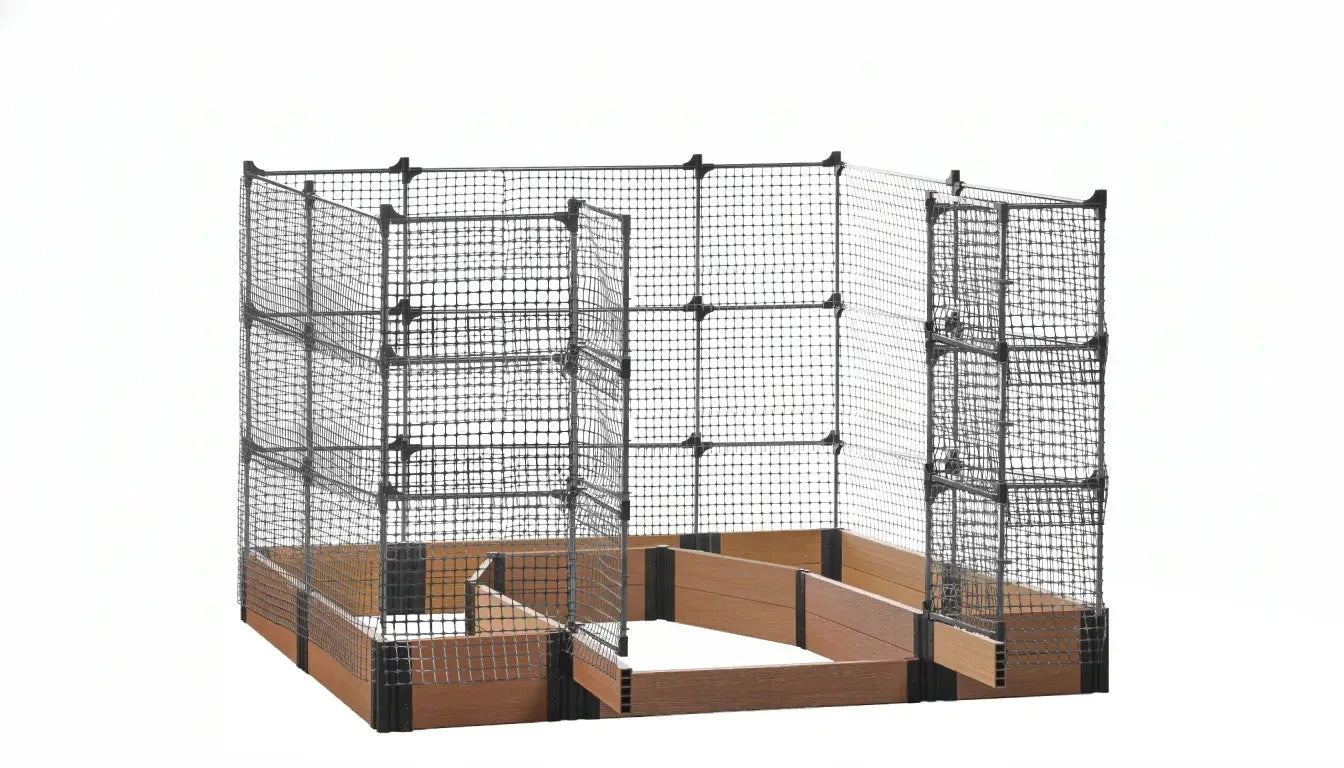 Walk-in Topolski 8' x 8' Animal Barrier Raised Garden Bed - GardenBLOX Capped Raised Garden Beds Frame It All Teak 11" 6'
