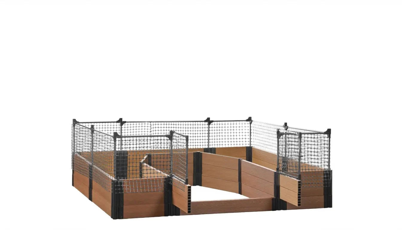 Walk-in Topolski 8' x 8' Animal Barrier Raised Garden Bed - GardenBLOX Capped Raised Garden Beds Frame It All Teak 16.5" 2'