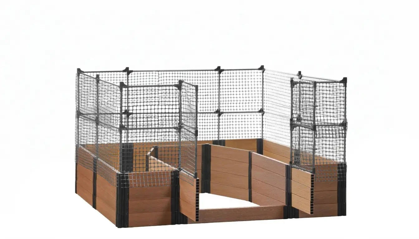 Walk-in Topolski 8' x 8' Animal Barrier Raised Garden Bed - GardenBLOX Capped Raised Garden Beds Frame It All Teak 22" 4'