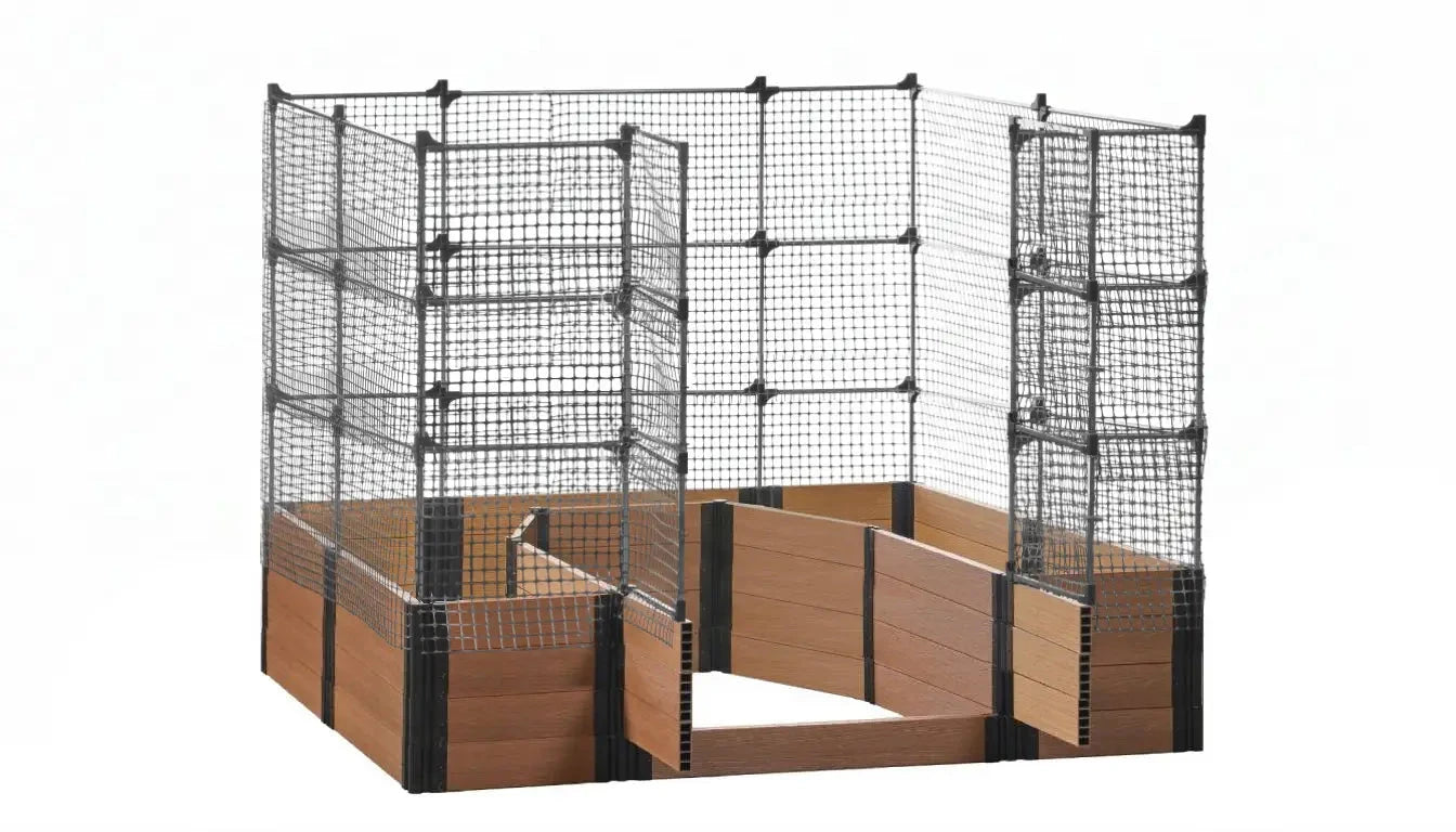 Walk-in Topolski 8' x 8' Animal Barrier Raised Garden Bed - GardenBLOX Capped Raised Garden Beds Frame It All Teak 22" 6'
