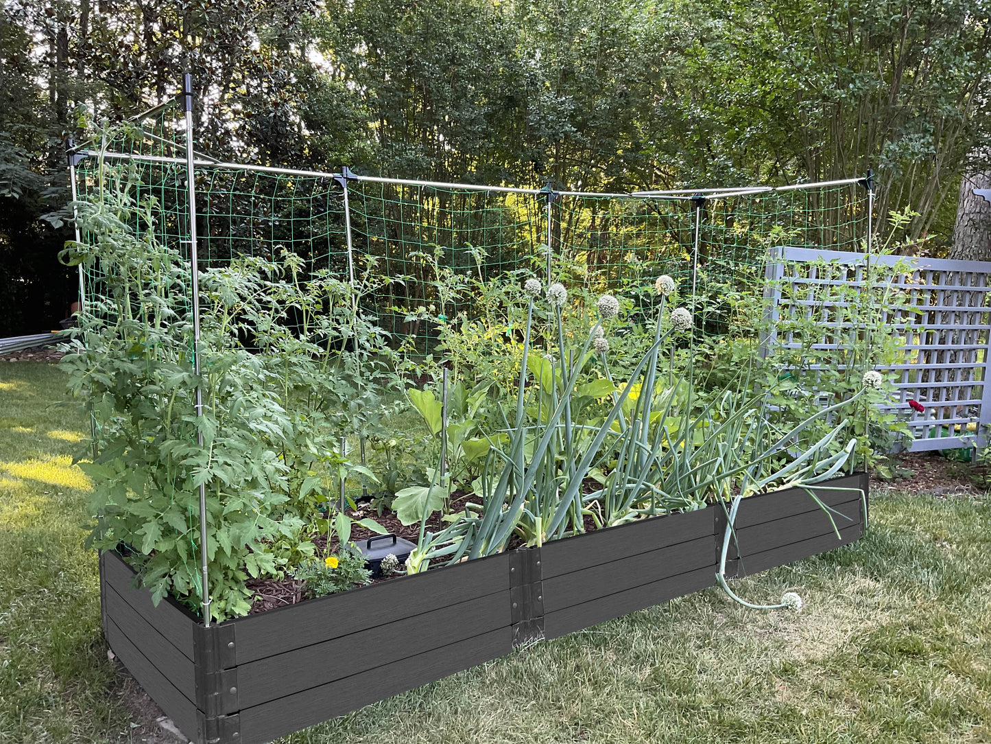 4' x 12' Raised Garden Bed with Trellis Raised Garden Beds Frame It All Weathered Wood 2" 3 = 16.5"