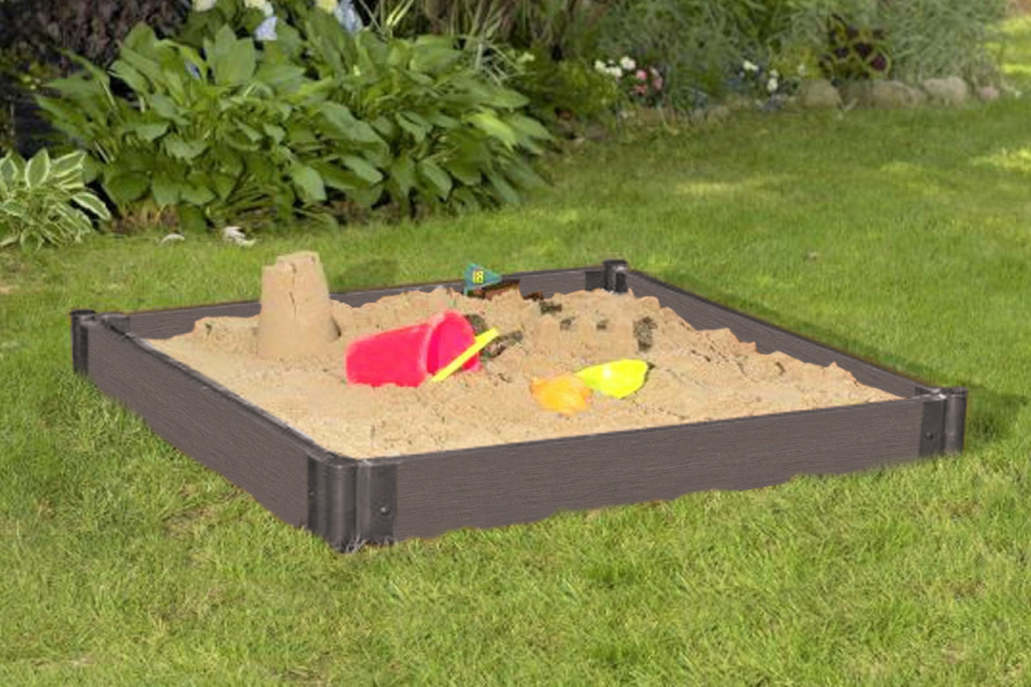 4' x 4' Composite Square Sandbox - 2 Inch Profile Sandboxes Frame It All Weathered Wood 2 Inch 5.5" Sandbox Only