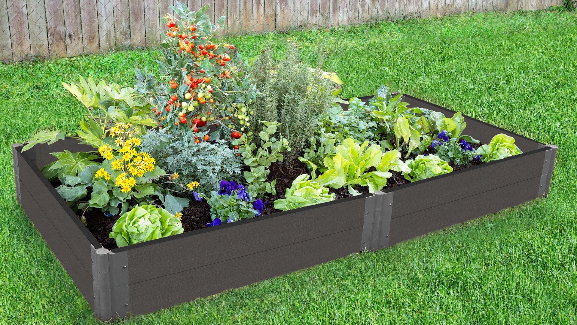 4' x 8' Raised Garden Bed Raised Garden Beds Frame It All Weathered Wood 2