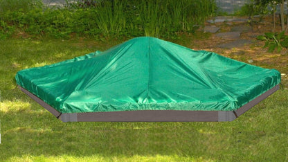 7' x 8' Composite Hexagon Sandbox - 2 Inch Profile Sandboxes Frame It All Weathered Wood 2 Inch 5.5" Tarp Cover