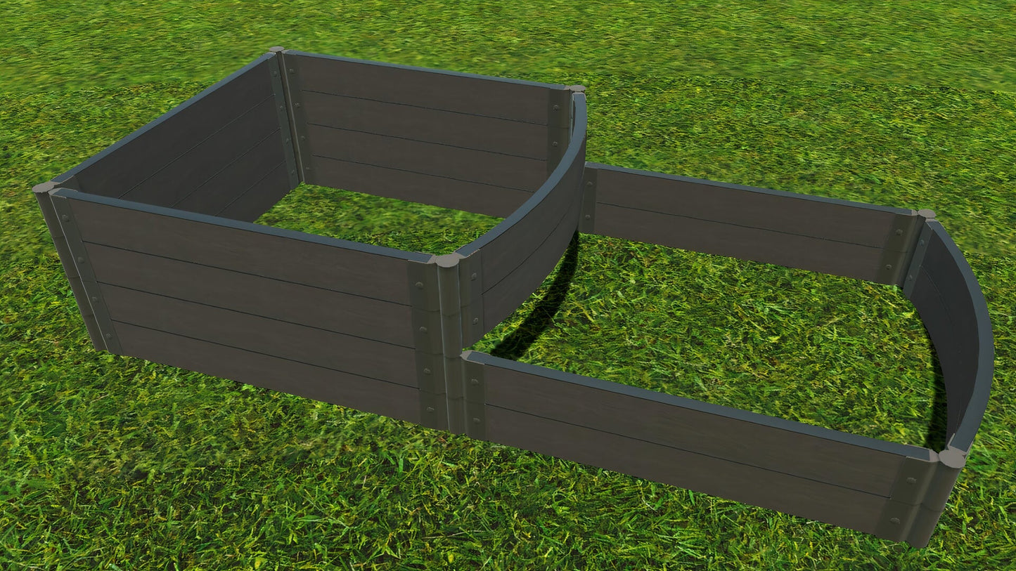 'Curved Terrace' - 4' x 8' x 22" Raised Garden Bed (Double Tier) Raised Garden Beds Frame It All Weathered Wood 2" 