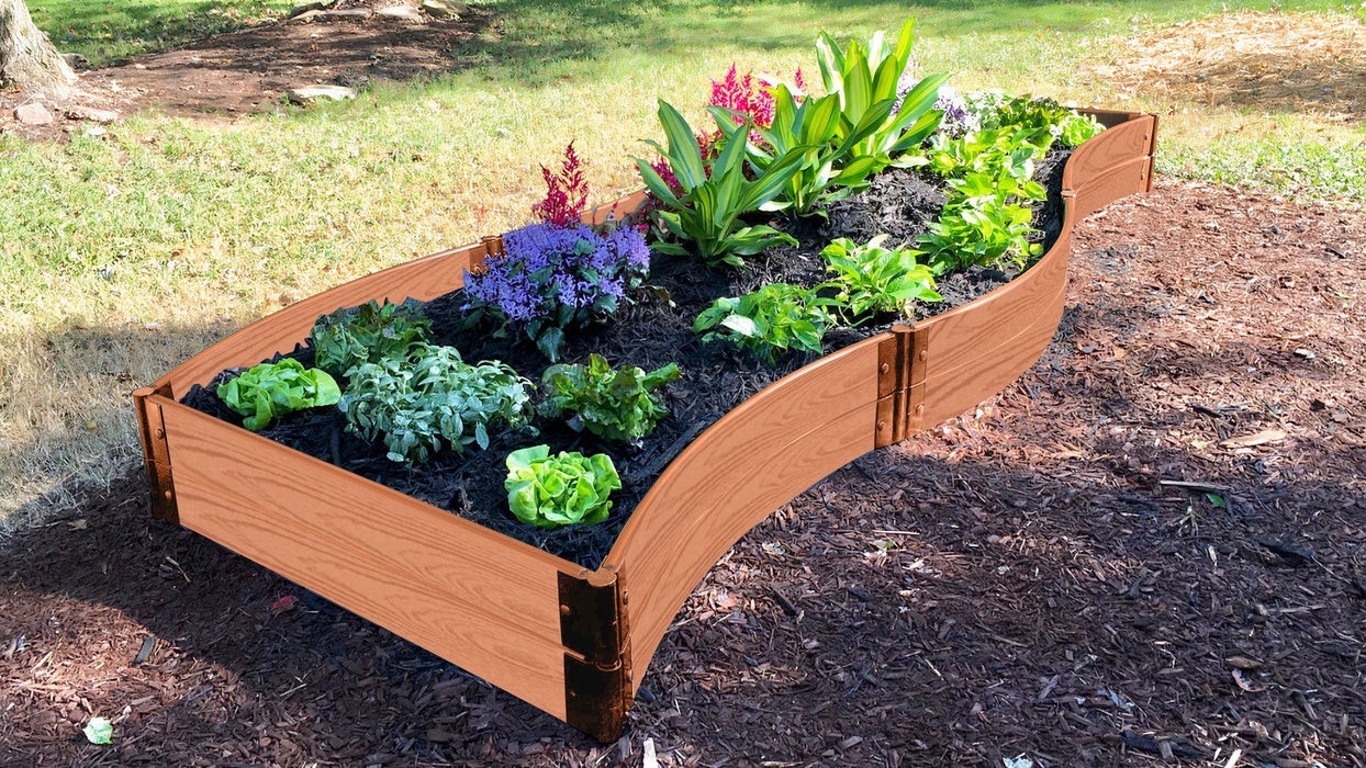 Image of Raised curved garden bed made of wood