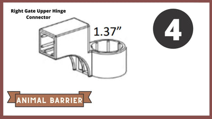 REPLACEMENT PARTS for: Stack & Extend Animal Barrier Kits & Gardens Accessories Frame It All Part #4 - Right Gate Upper Hinge Connector 