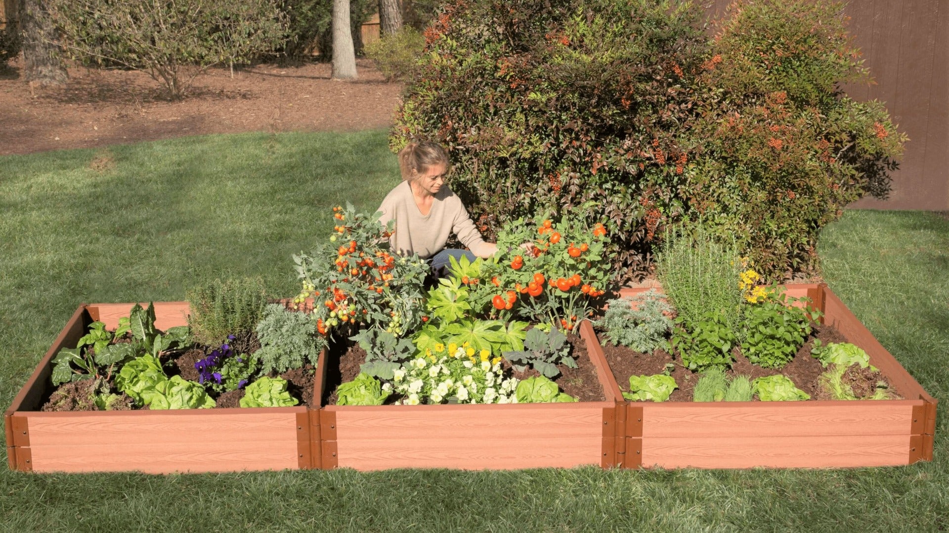 Tool-Free 4' x 12' Raised Garden Bed Raised Garden Beds Frame It All Classic Sienna 2