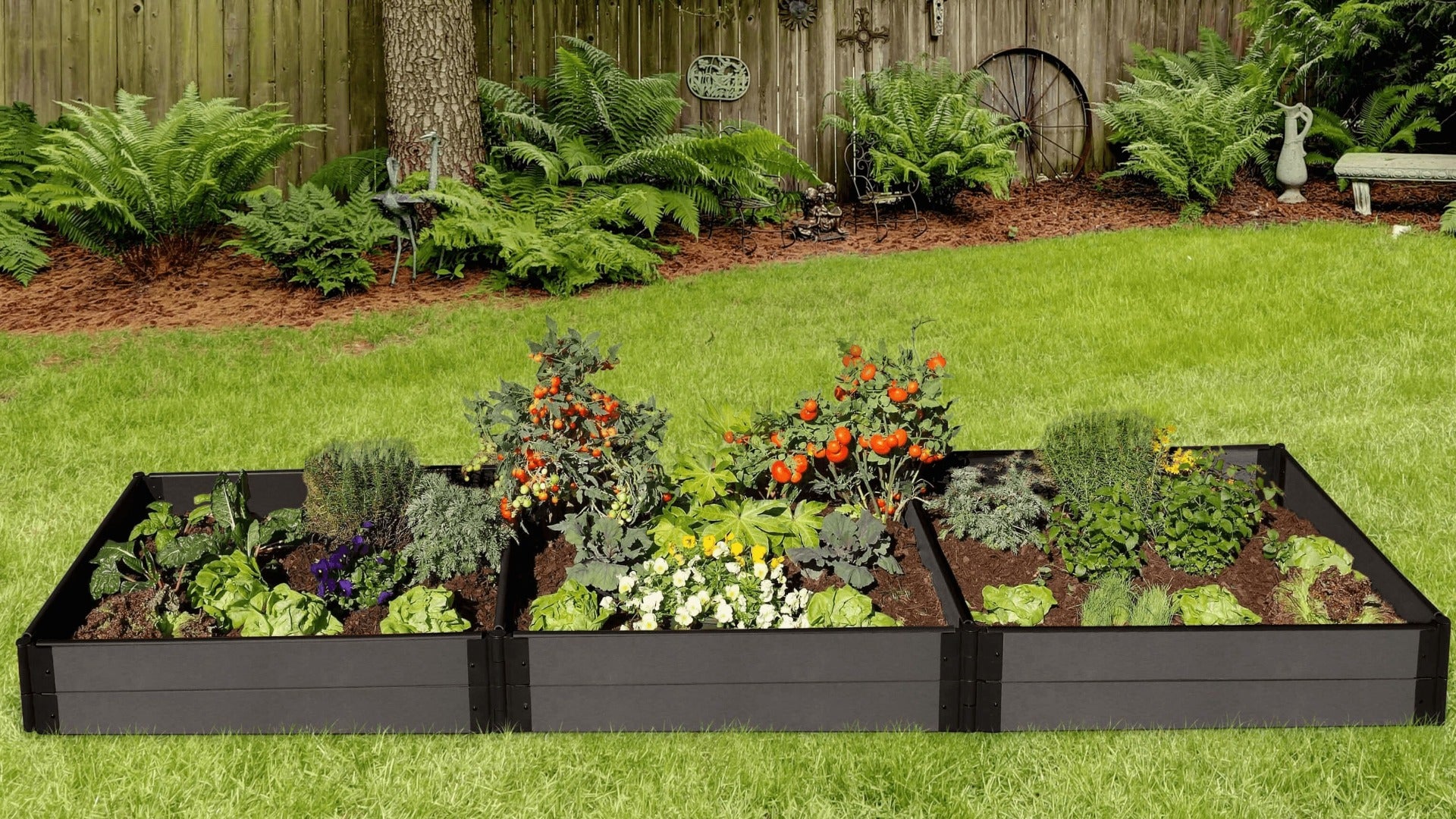 Tool-Free 4' x 12' Raised Garden Bed Raised Garden Beds Frame It All Weathered Wood 1