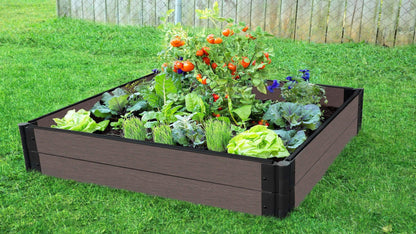 Tool-Free 4' x 4' Raised Garden Bed Raised Garden Beds Frame It All Weathered Wood 1" 2 = 11"