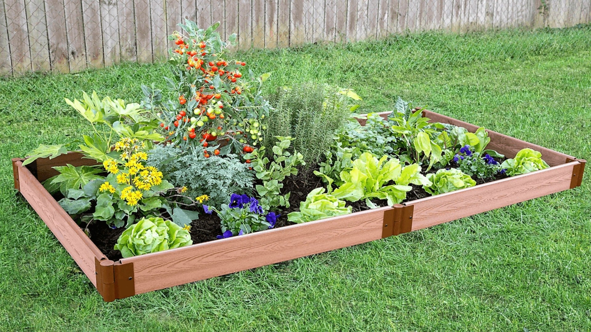 Tool-Free 4' x 8' Raised Garden Bed Raised Garden Beds Frame It All Classic Sienna 1'' 1