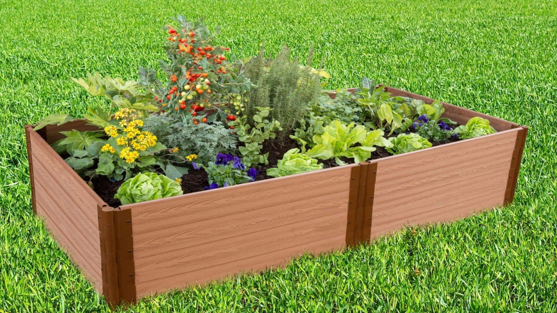 Tool-Free 4' x 8' Raised Garden Bed Raised Garden Beds Frame It All Classic Sienna 1'' 4